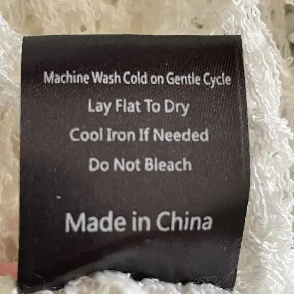 POL White Open Weave Crochet Hooded Sweater Sz LG Beachy Breezy Vacation Cruise - Picture 12 of 12